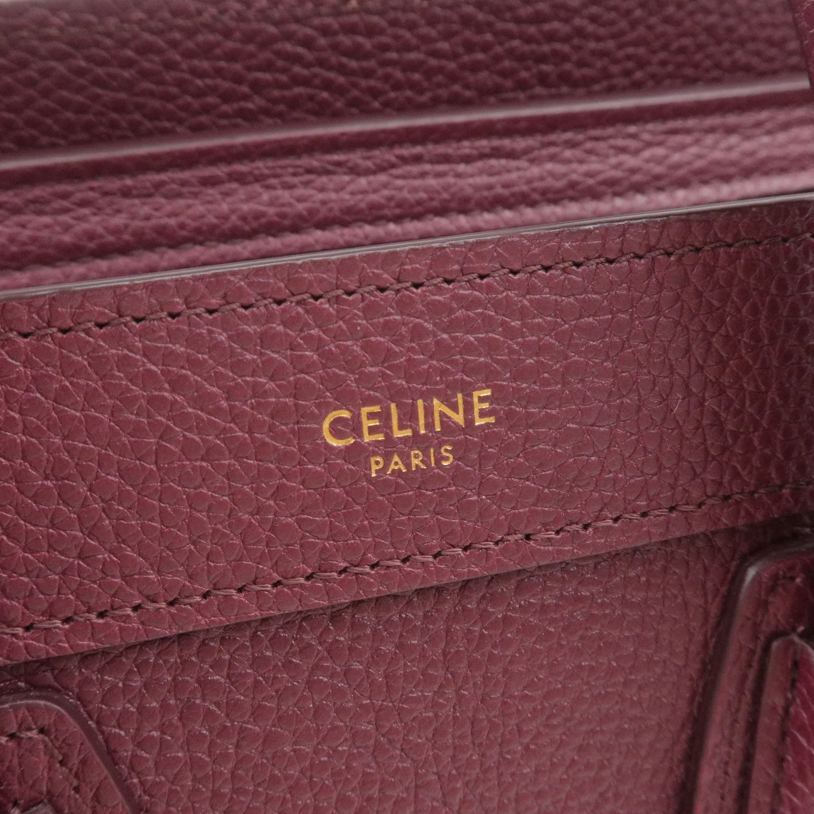 CELINE Luggage Nano Shopper Leather 2Way Bag Shoulder Bag Bordeaux