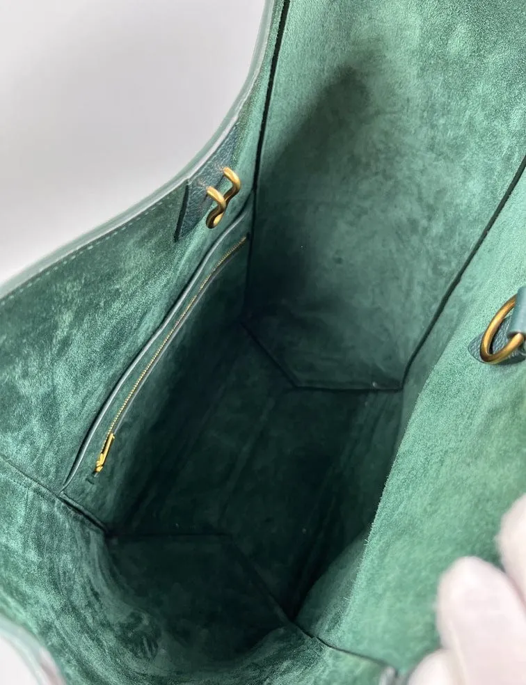 Celine Sangle Bucket Tote in Soft Grained Calfskin Amazone Green