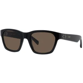 Celine Women's Sunglasses - Brown Lens Shiny Black Rectangular Frame | CL40206I 01E