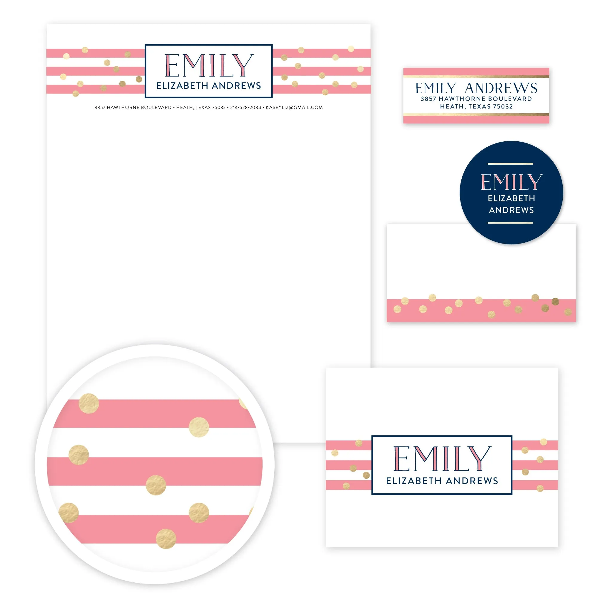 Confetti Stripes Stationery Set - Large