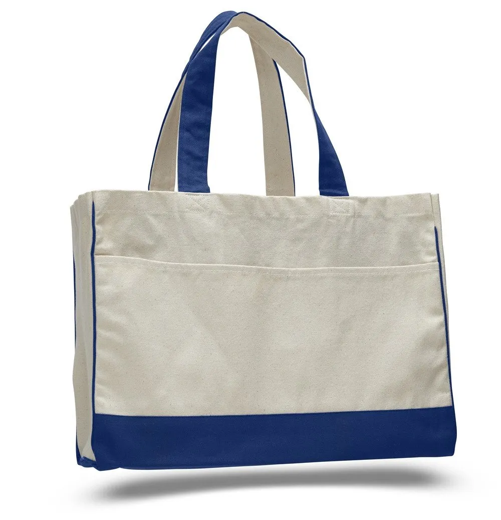 Cotton Canvas Tote Bag with Inside Zipper Pocket