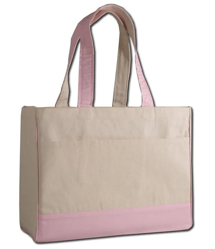 Cotton Canvas Tote Bag with Inside Zipper Pocket