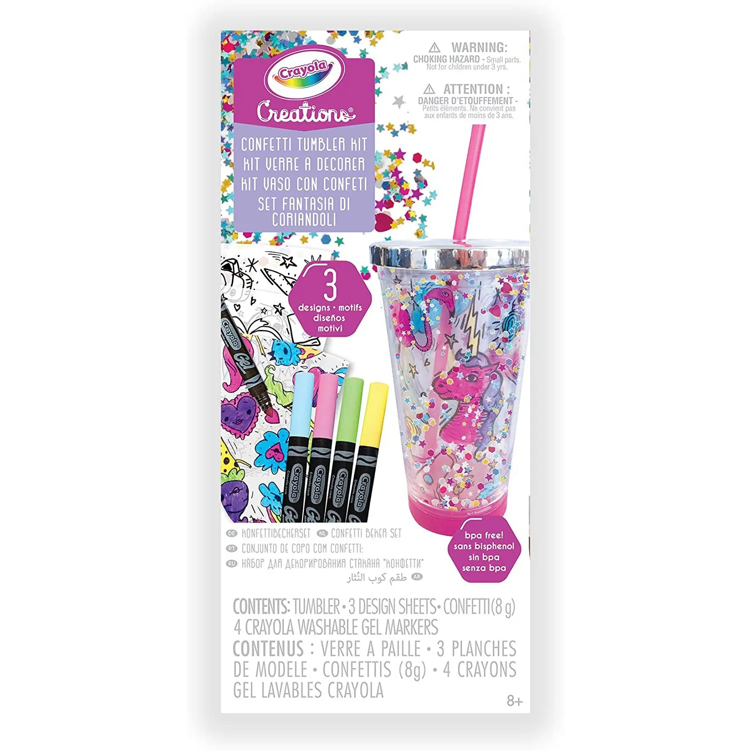 Crayola Creations Confetti Tumbler Kit - Design Your Own Sparkling Tumbler