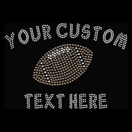 Custom Text Football Spangle Or Rhinestone Design