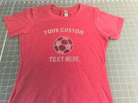 Custom Text Soccer Spangle Or Rhinestone Design