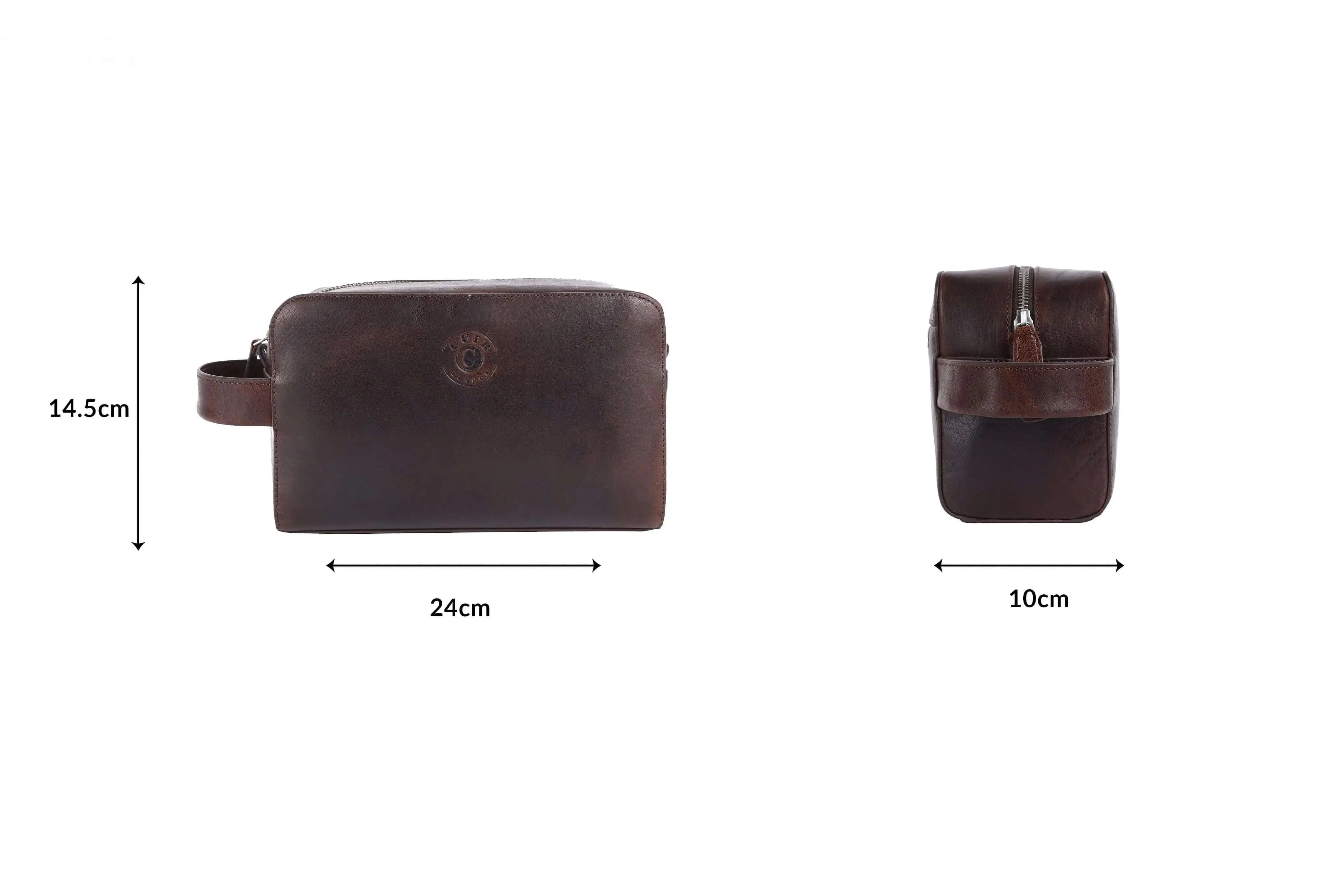 Deep Brown Wash Bag: 14.5x24x10 cm Dimensions