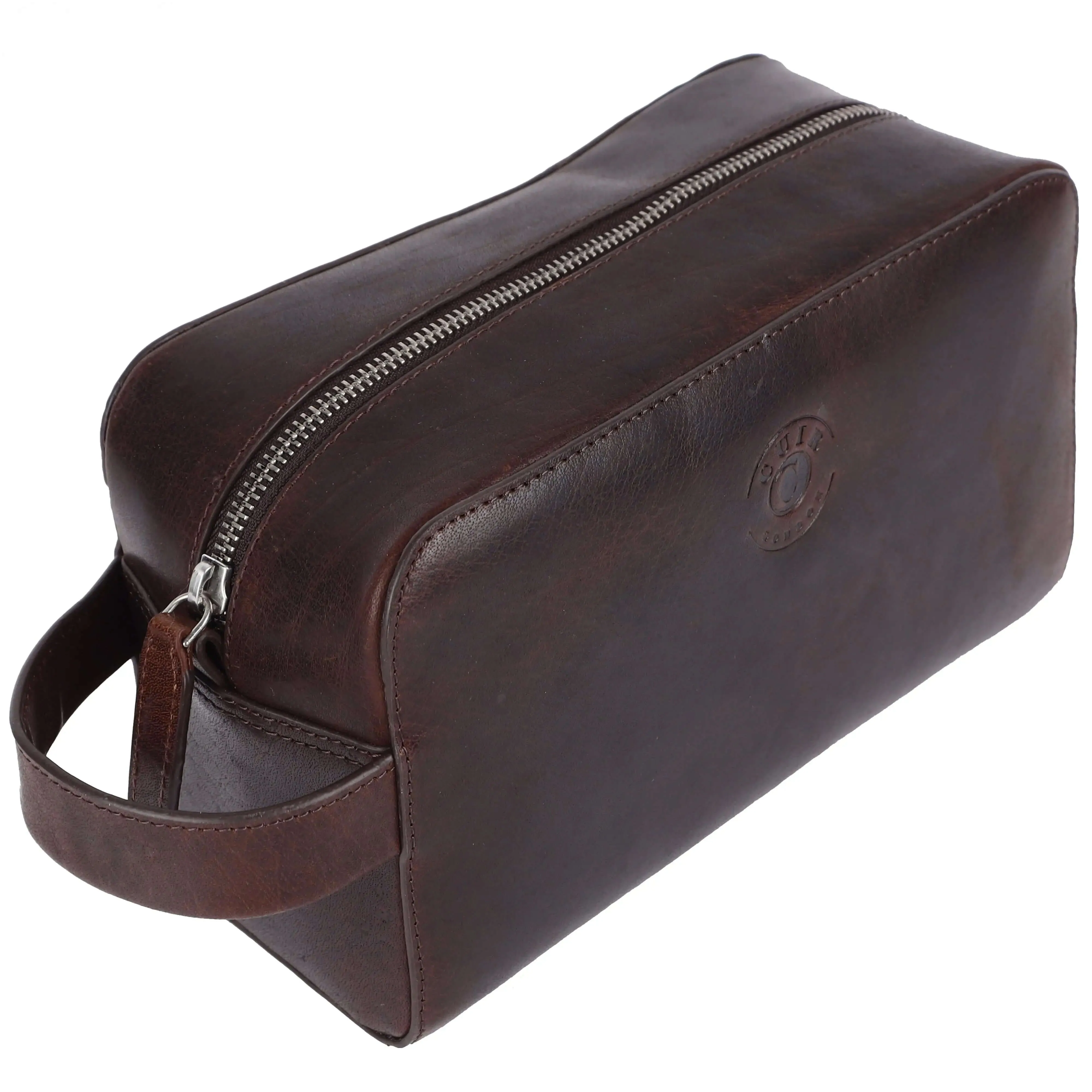 Deep Brown Wash Bag: 14.5x24x10 cm Dimensions