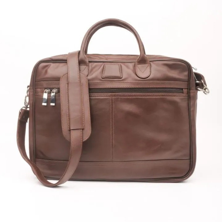 Executive Dark Brown Leather Laptop Bag