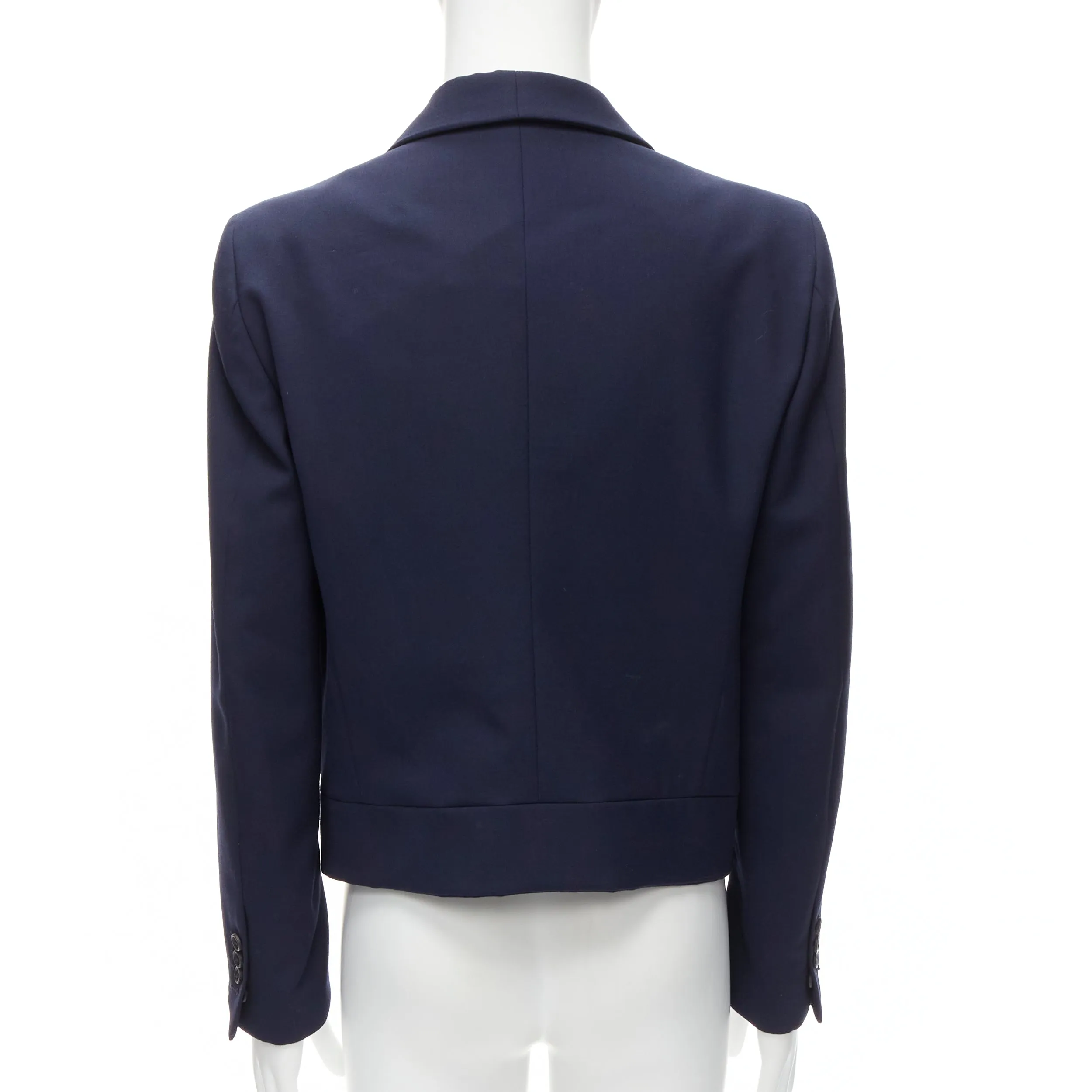 FENDI 2019 Runway navy asymmetric double breasted cropped blazer IT48 M