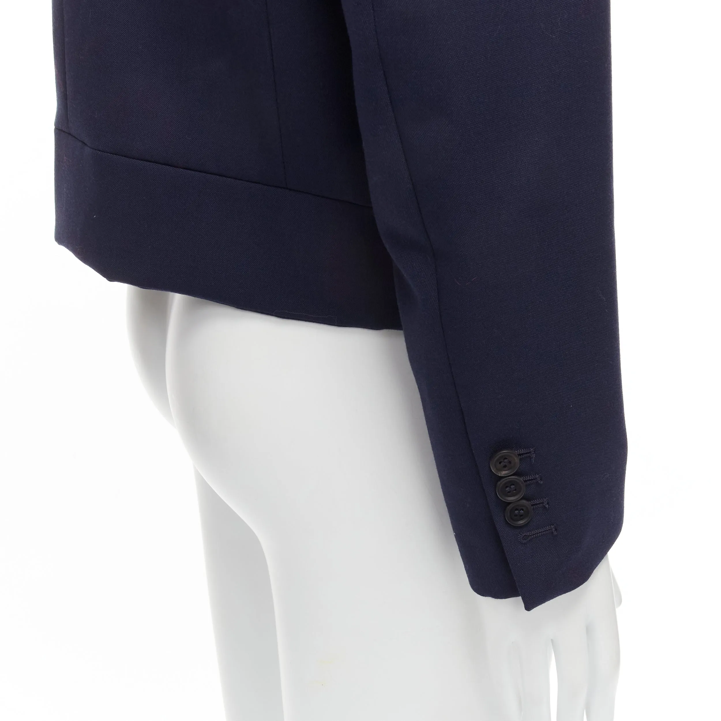 FENDI 2019 Runway navy asymmetric double breasted cropped blazer IT48 M