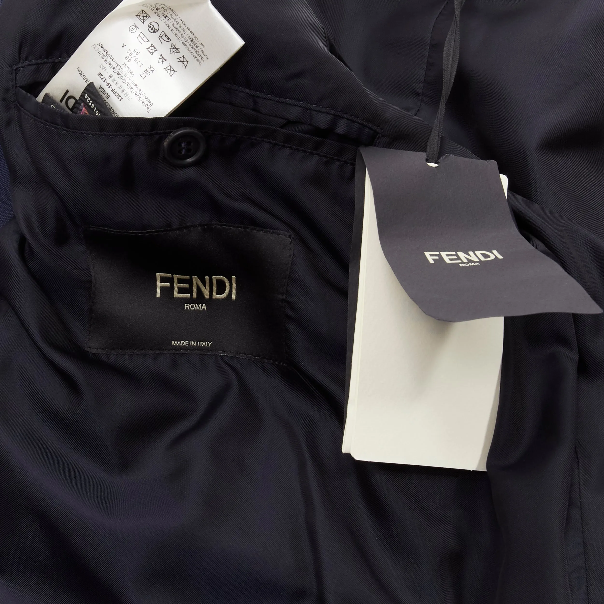 FENDI 2019 Runway navy asymmetric double breasted cropped blazer IT48 M