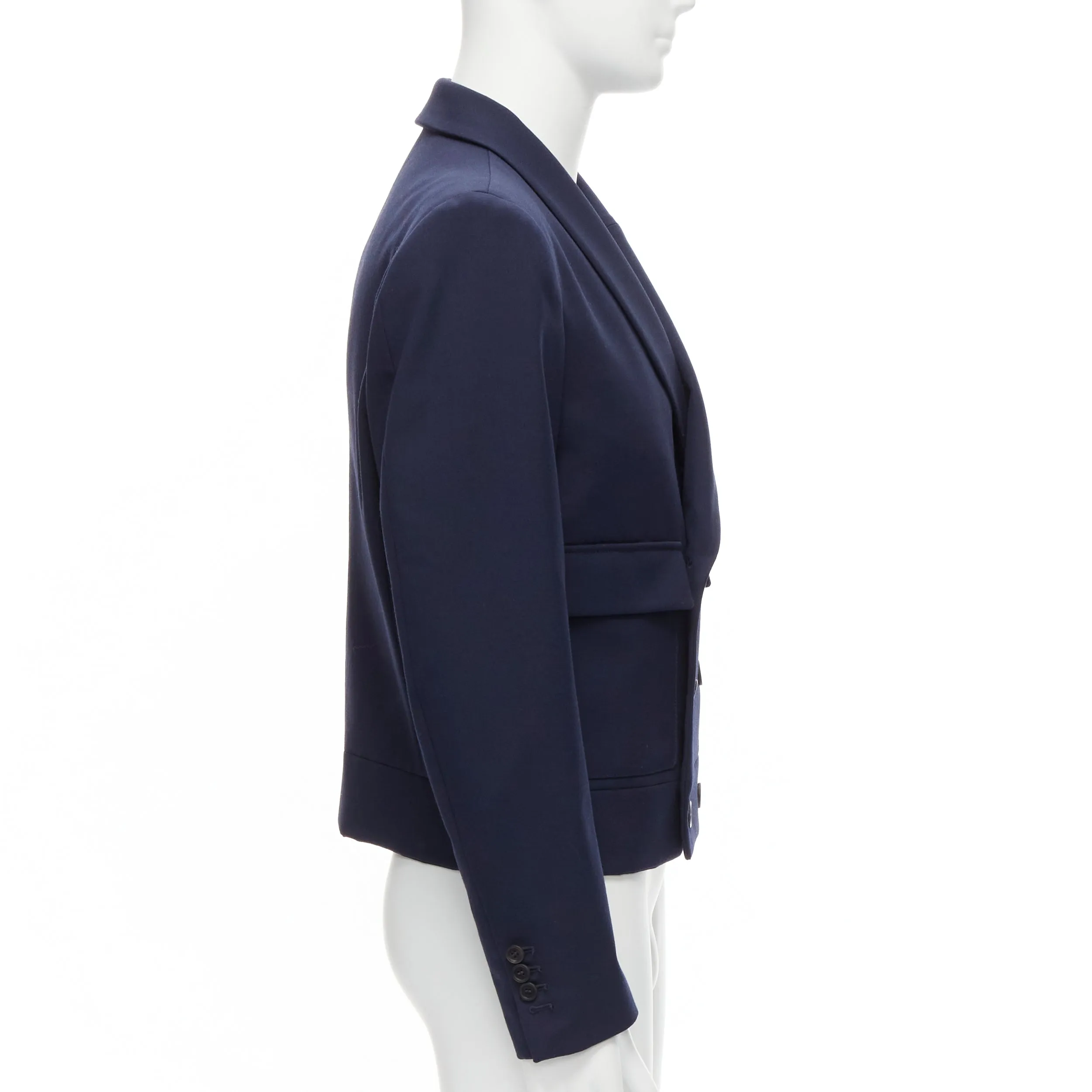 FENDI 2019 Runway navy asymmetric double breasted cropped blazer IT48 M