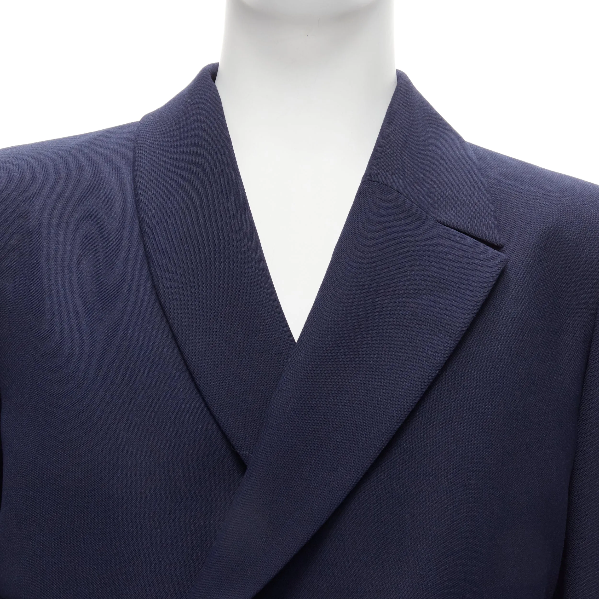 FENDI 2019 Runway navy asymmetric double breasted cropped blazer IT48 M