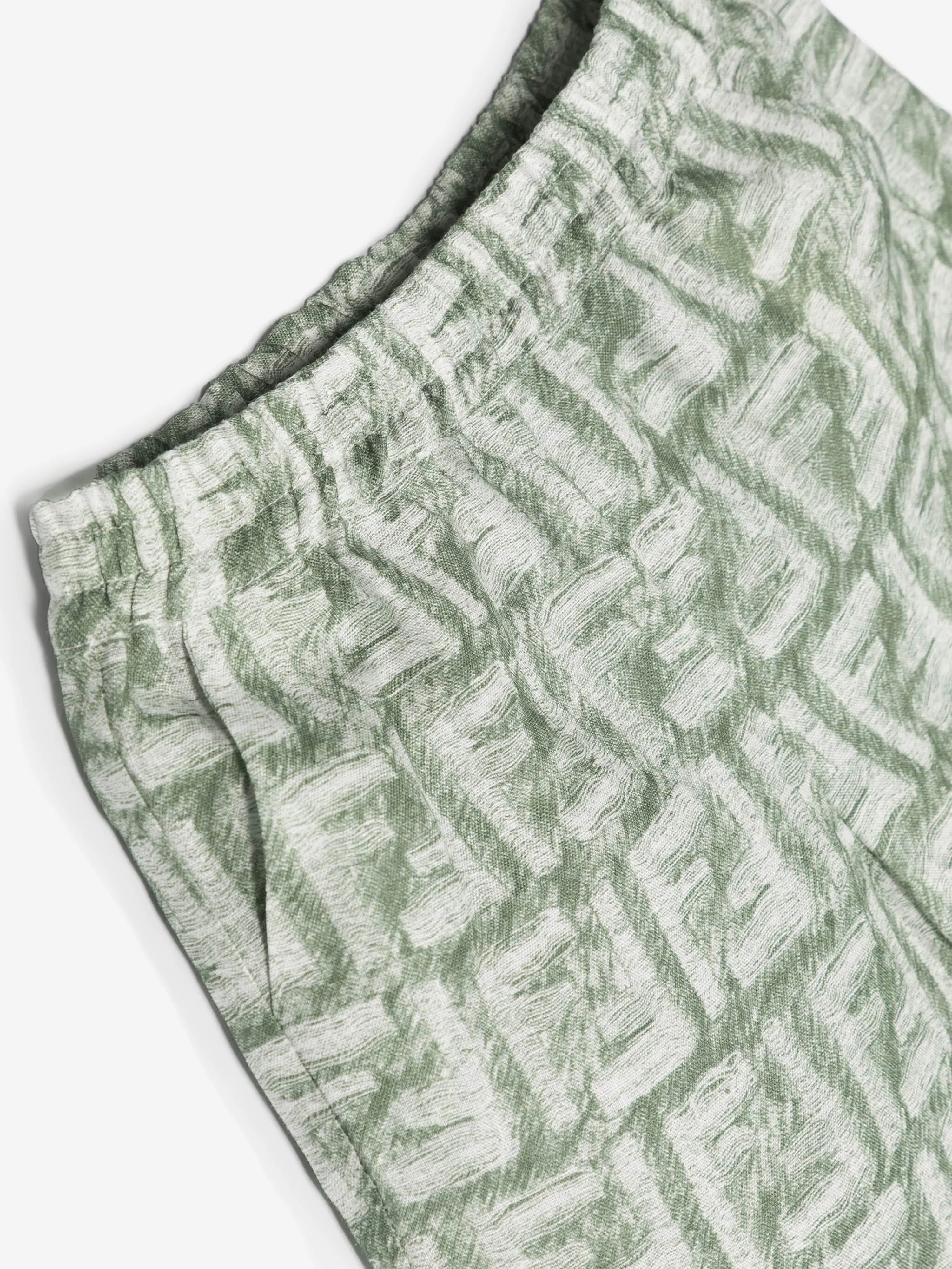 Fendi Baby Boys Linen Logo Shorts in Green