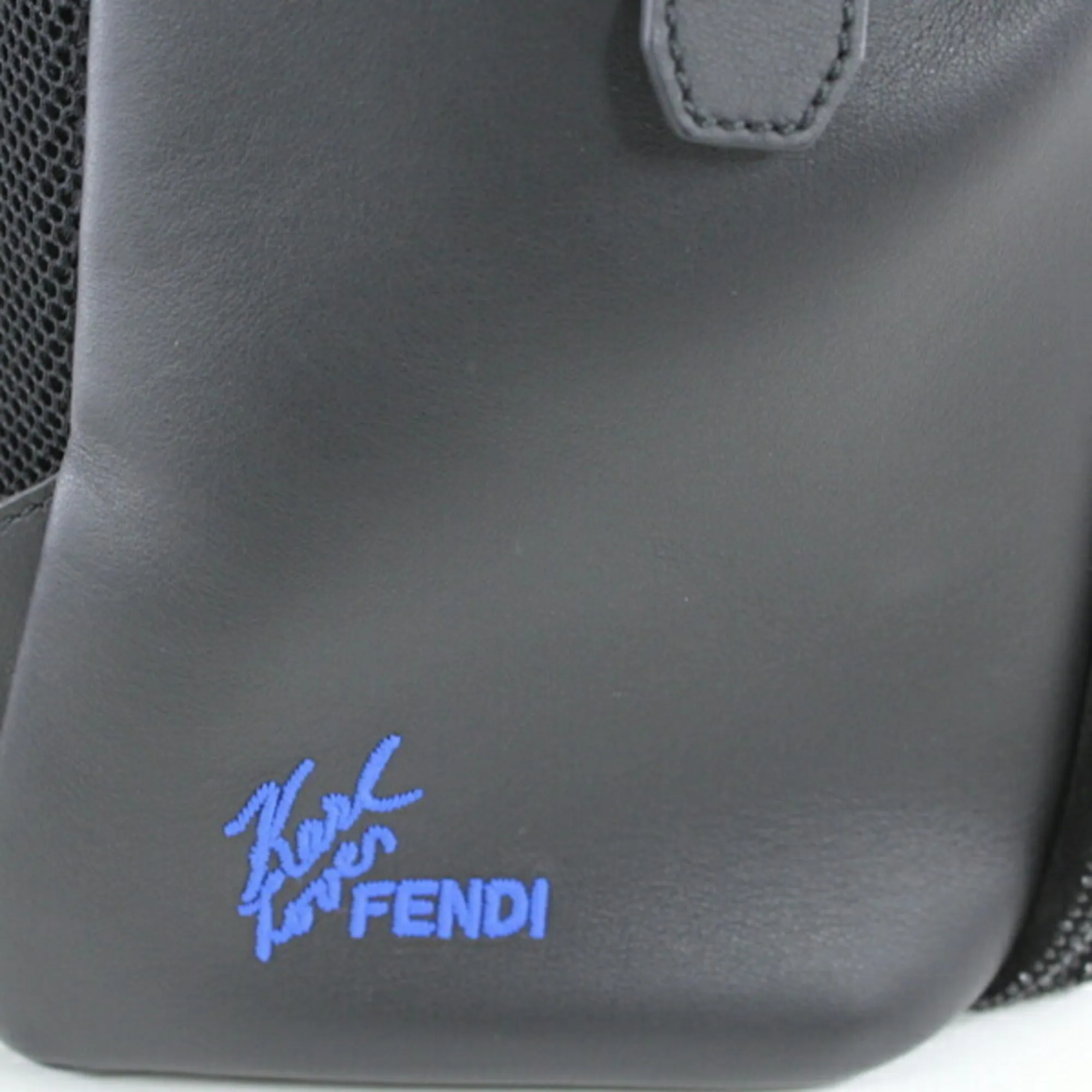 FENDI Backpack Rucksack Carlito Karl Lager Felt Leather X Crystal Men's Women's Black 7VZ012 7OO F0X93 Fashion