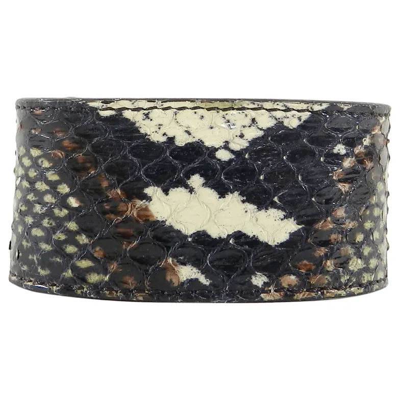 Fendi Brown Snakeskin Cuff Bracelet with Gold Clasp