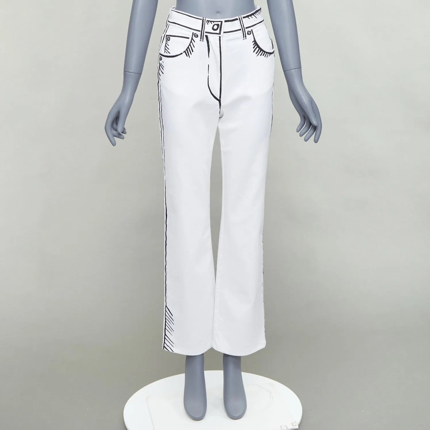 FENDI California Sky Joshua Vides white trompe loeil illustration jeans IT38 XS