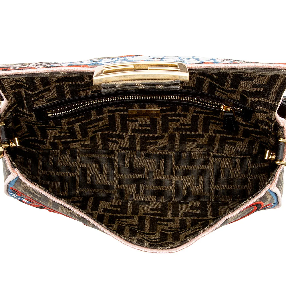 Fendi Embroidered Karligraphy Baguette Shoulder Bag (SHF-16593)