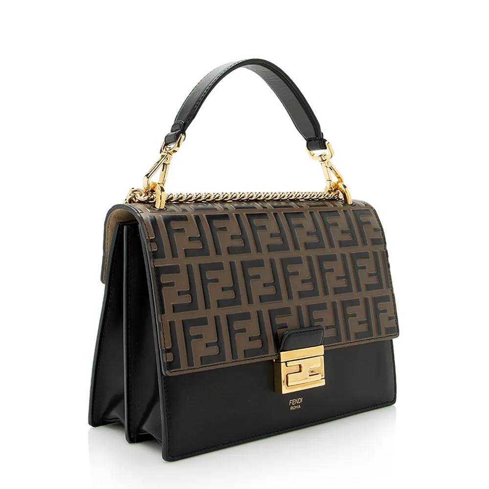 Fendi FF Embossed Calfskin Kan I Medium Shoulder Bag (SHF-21719)