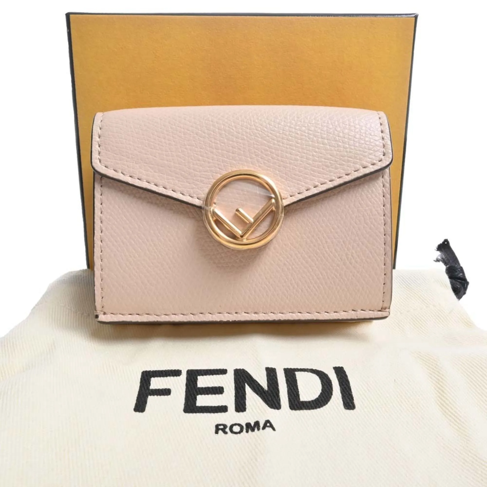 FENDI F's  Leather Micro Trifold Wallet 8M0395 Pink Ladies