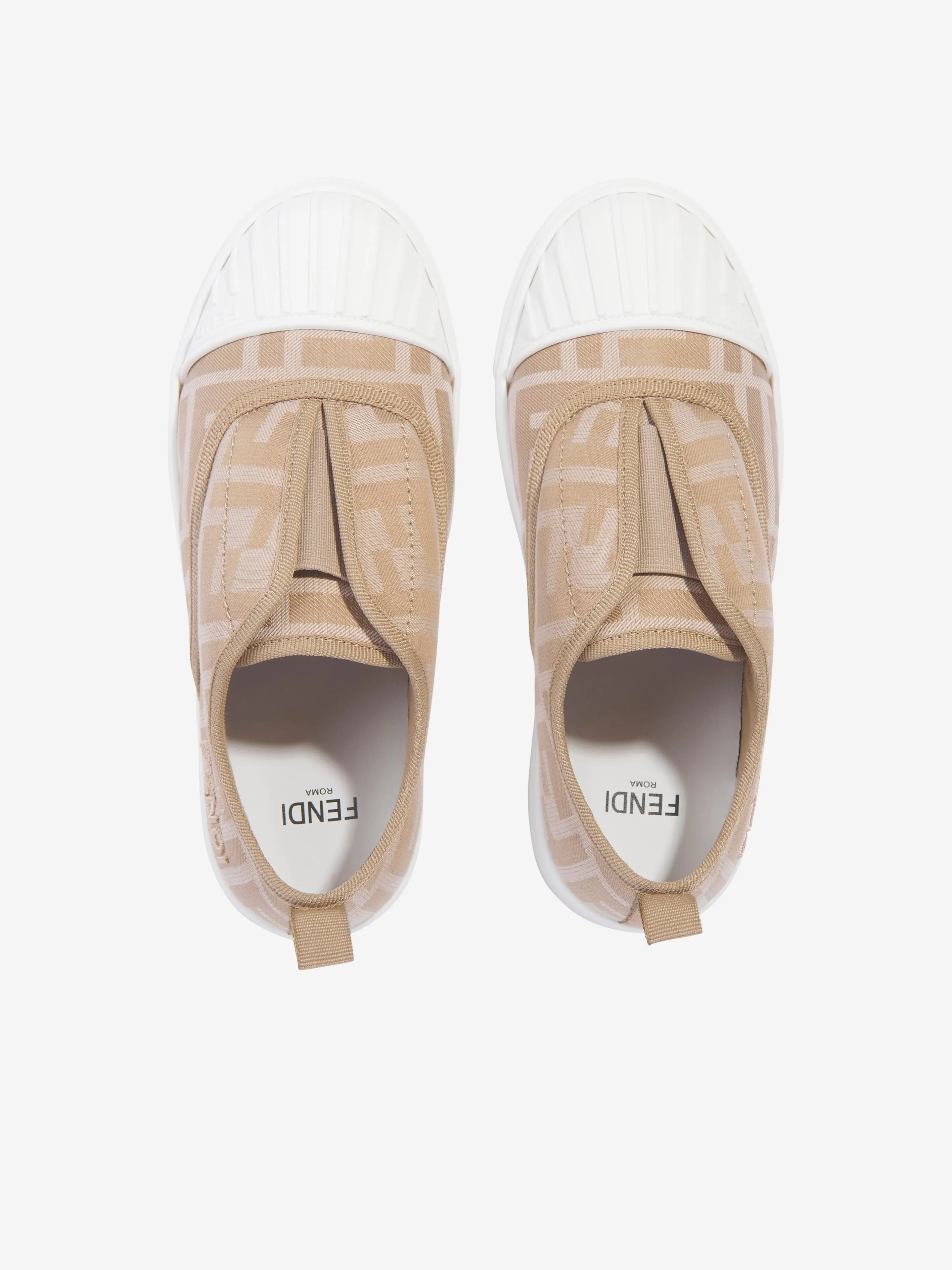 Fendi Kids FF Logo Trainers in Beige