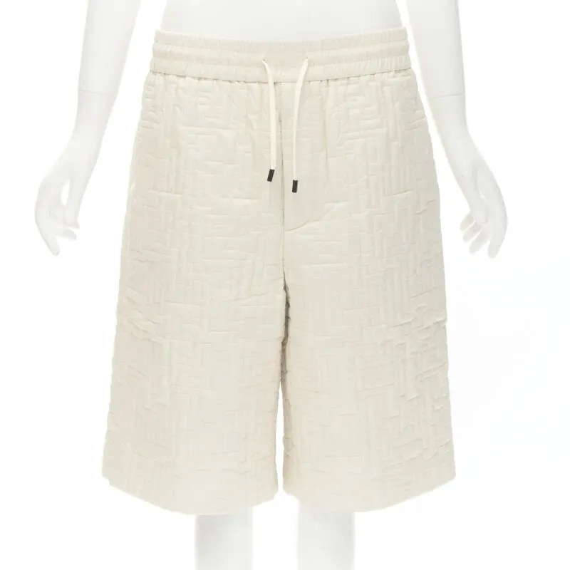 FENDI KIM JONES 2021 Runway FF Zucca monogram padded nylon shorts IT50 L