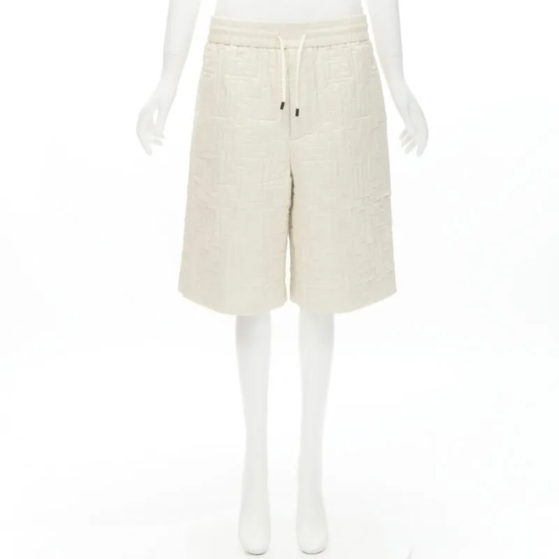 FENDI KIM JONES 2021 Runway FF Zucca monogram padded nylon shorts IT50 L