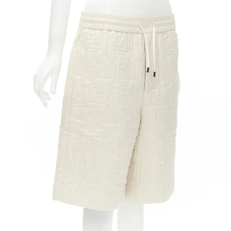 FENDI KIM JONES 2021 Runway FF Zucca monogram padded nylon shorts IT50 L