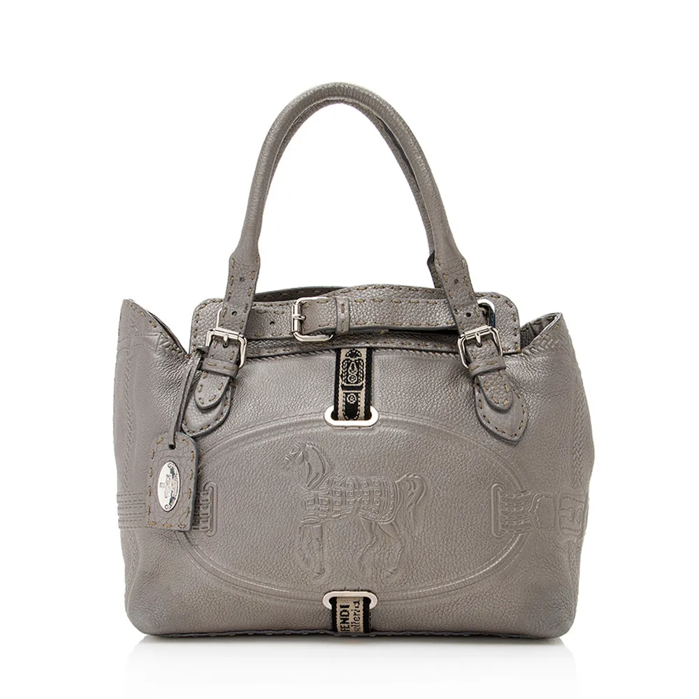 Fendi Leather Villa Selleria Borghese Tote (SHF-18630)