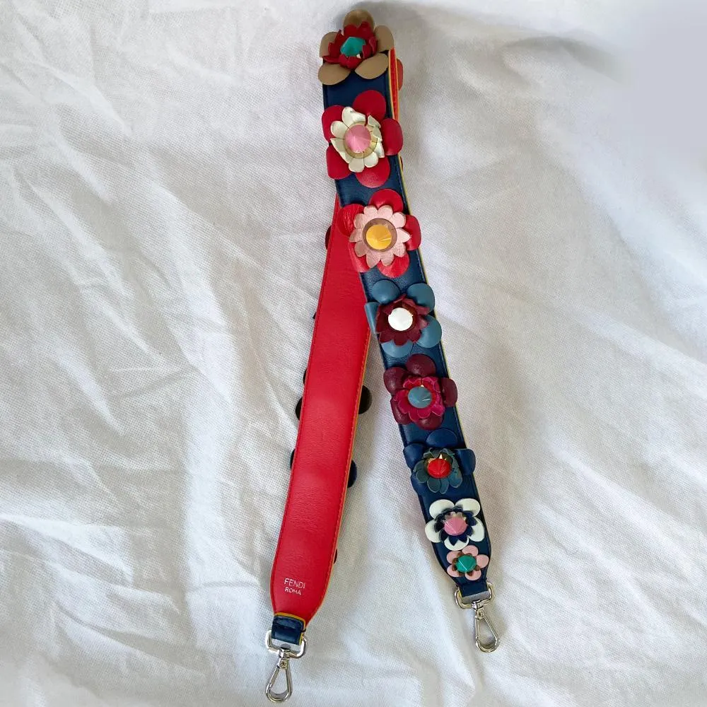 Fendi Multicolor Leather Floral applique bag strap