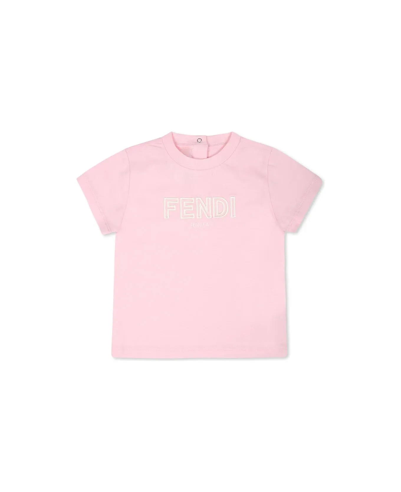 Fendi Pink T-shirt For Baby Girl With Logo