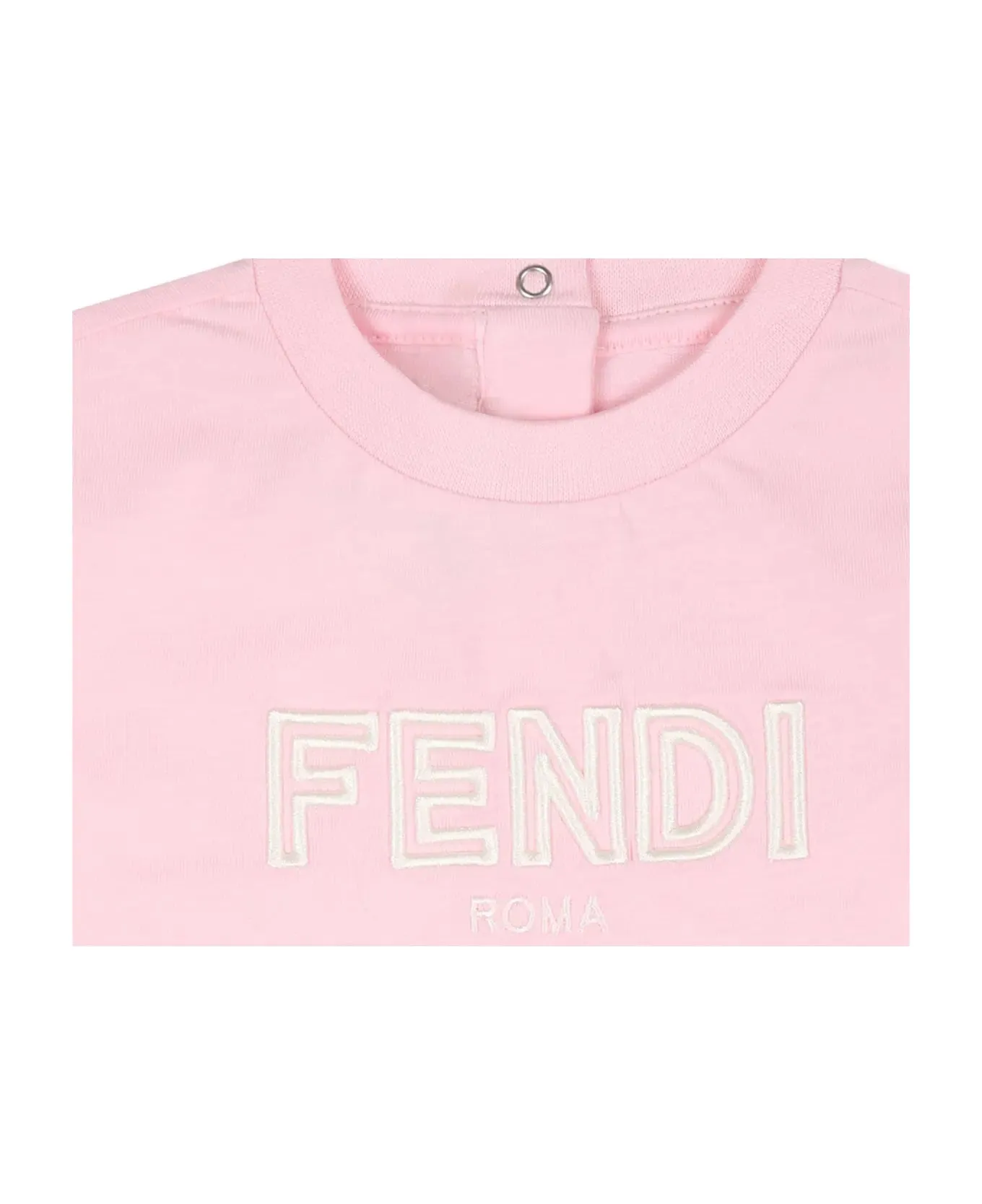 Fendi Pink T-shirt For Baby Girl With Logo