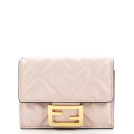 FENDI Trifold Wallet Zucca Embossed Leather Mini