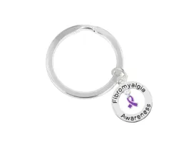 Fibromyalgia Awareness Round Charm Split Style Keychains