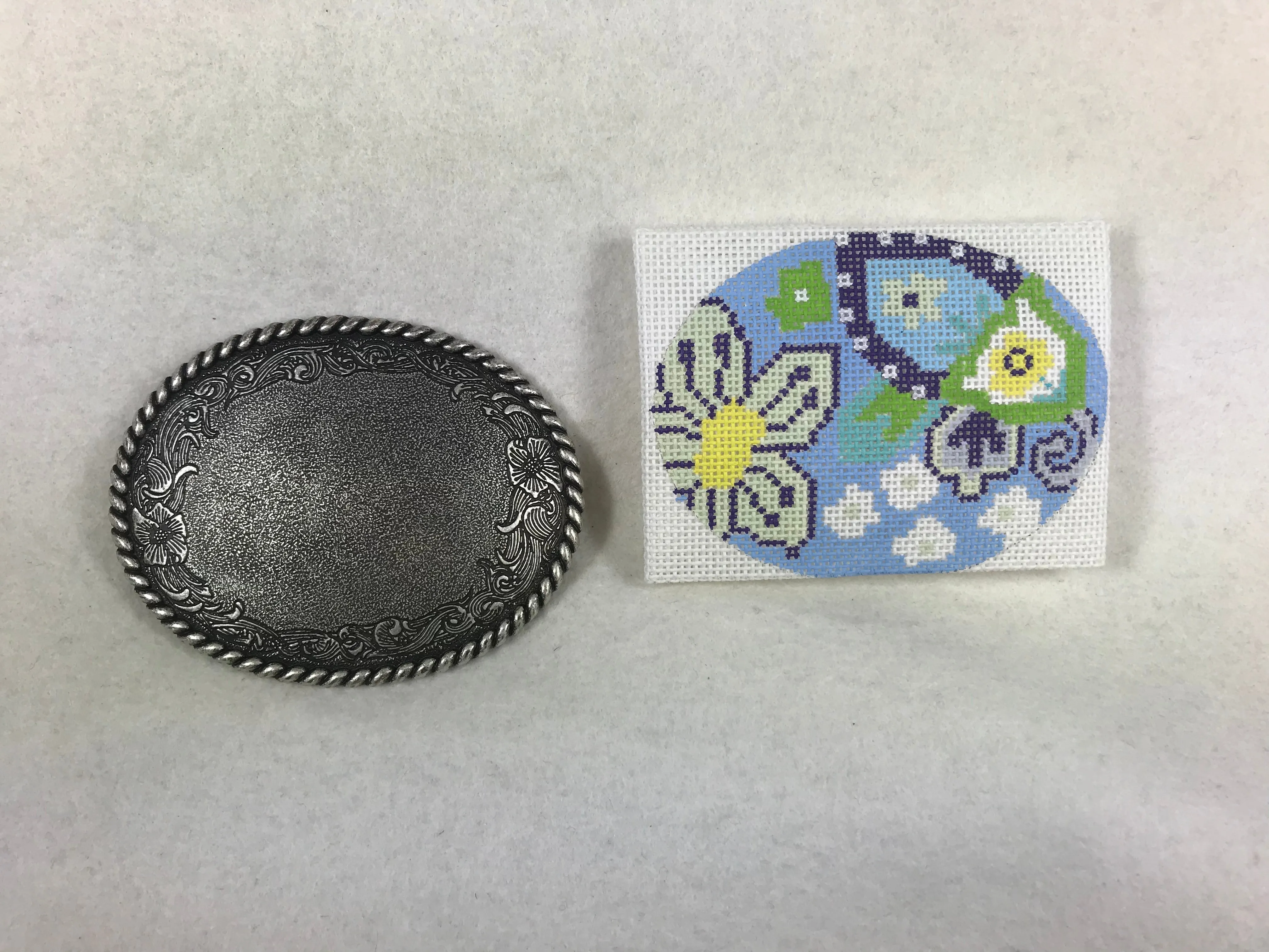 Floral Blue Belt Buckle - Unique NZ Designs