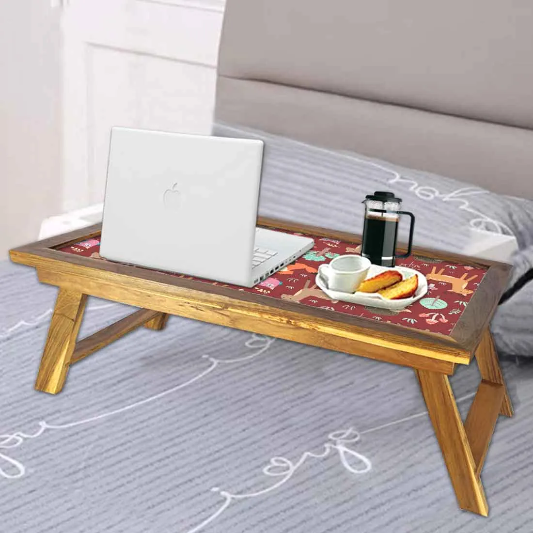 Folding Laptop Table for Home Bed Breakfast Tables Foldable  - Beautiful Animal