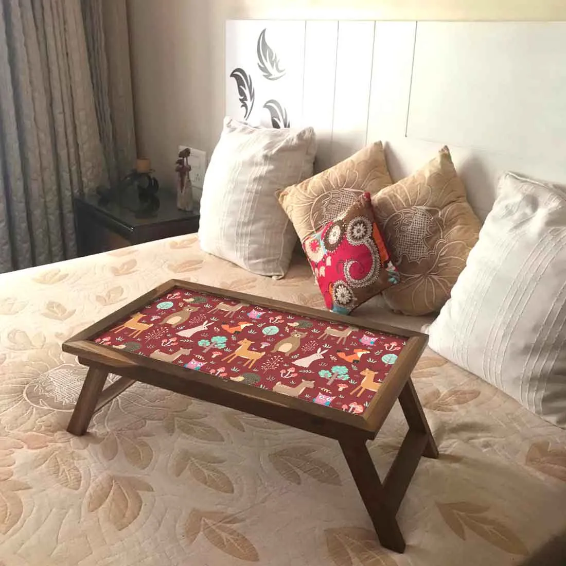 Folding Laptop Table for Home Bed Breakfast Tables Foldable  - Beautiful Animal