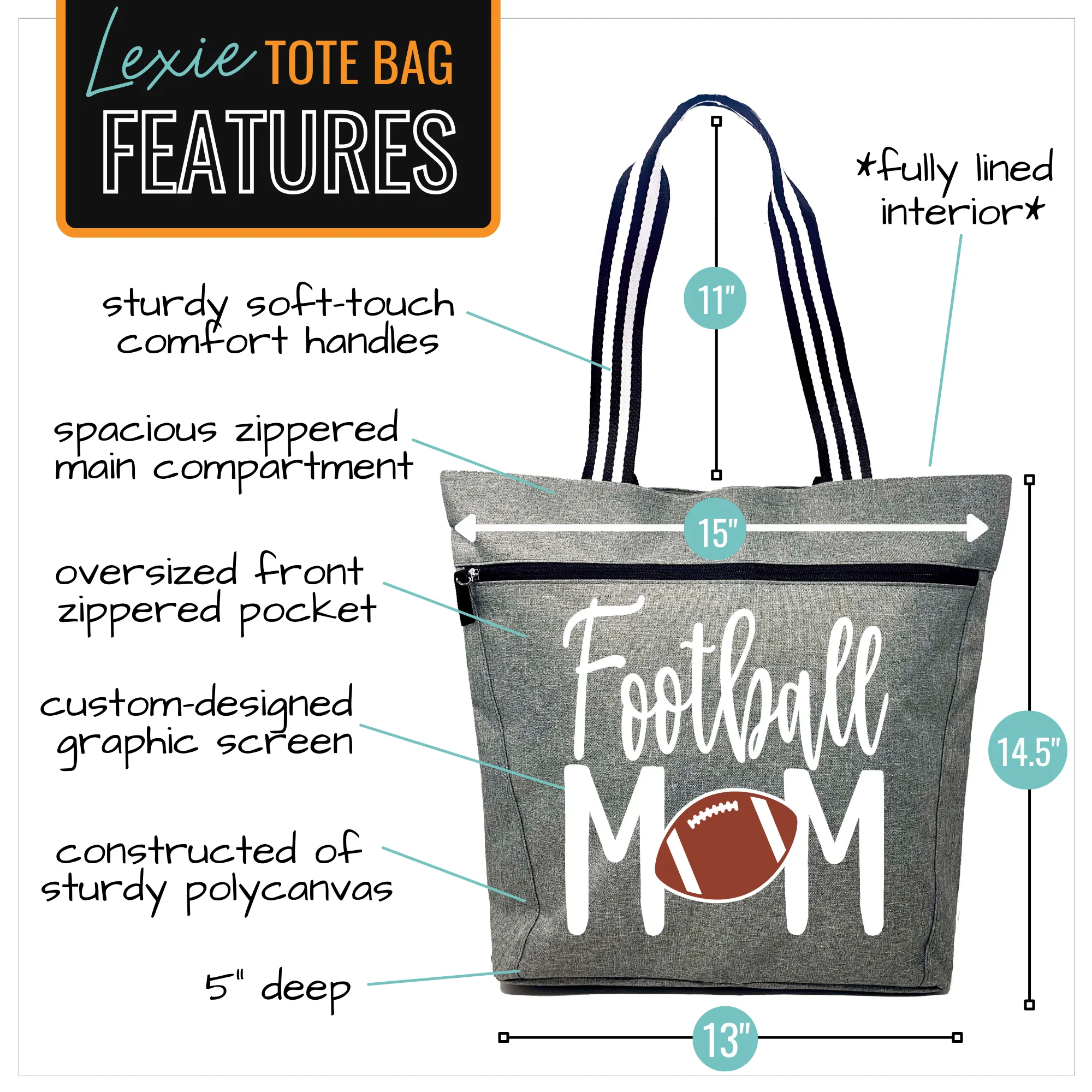 Football Mom Lexie Gray Tote Bag for Moms