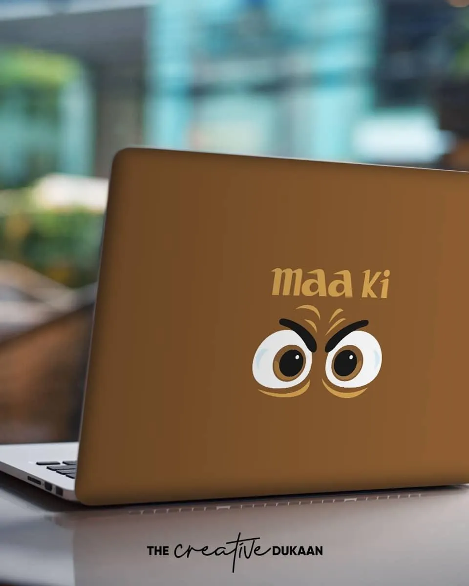 Funny Text With Maa Ki Aankhein Vinyl Laptop Skin