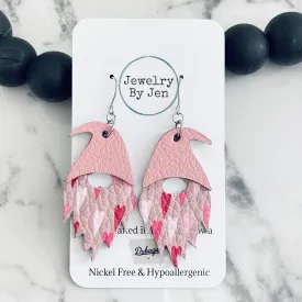 Gnome Earrings: Simple Hearts w/Pink Hat