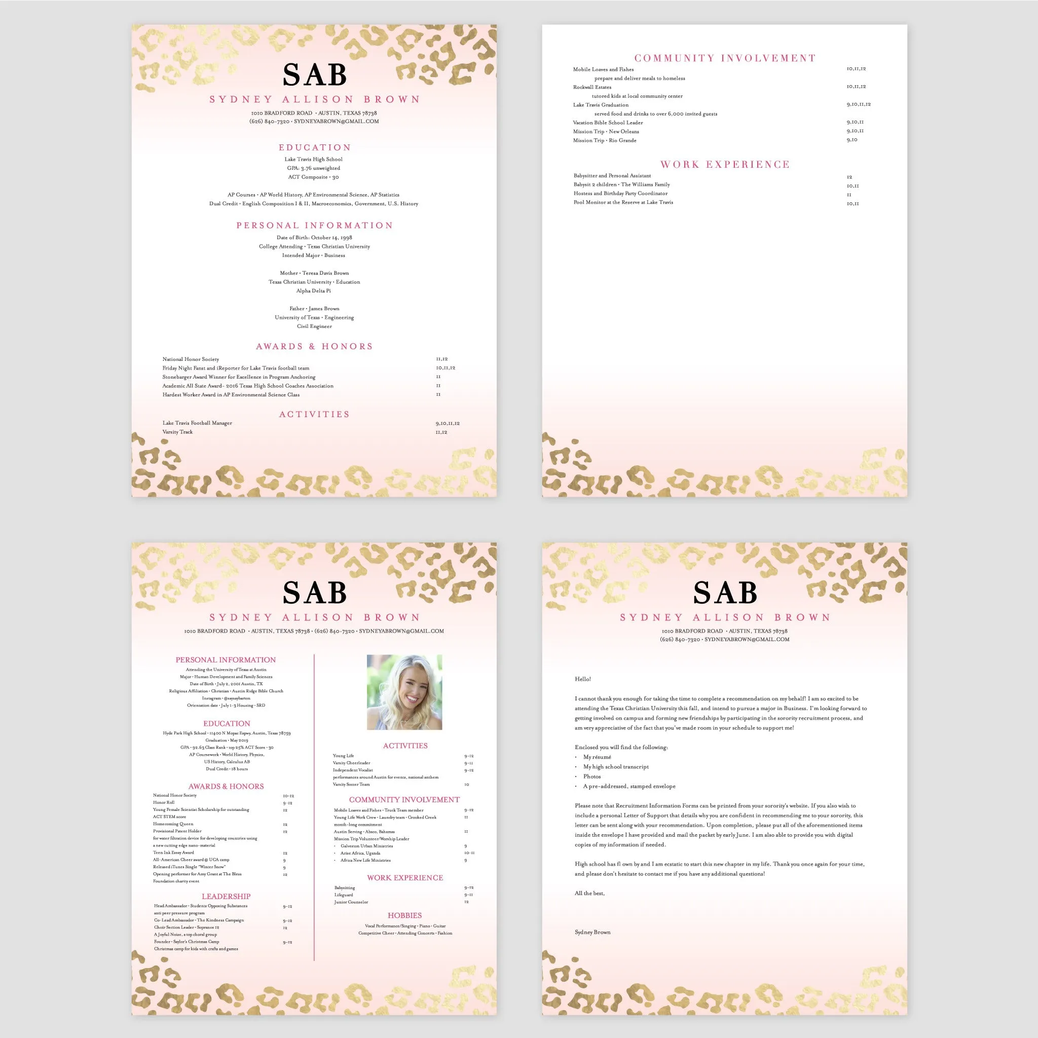 Golden Leopard Editable Sorority Packet Template