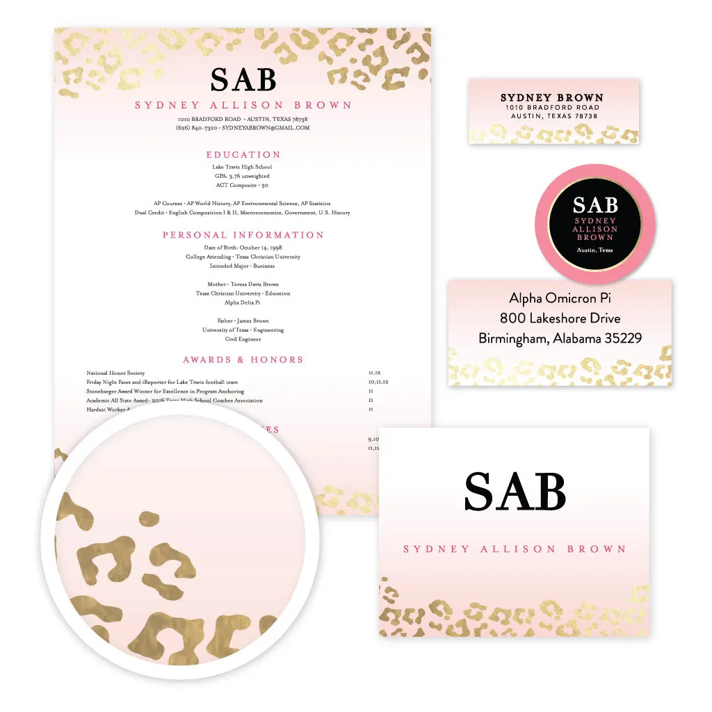 Golden Leopard Editable Sorority Packet Template