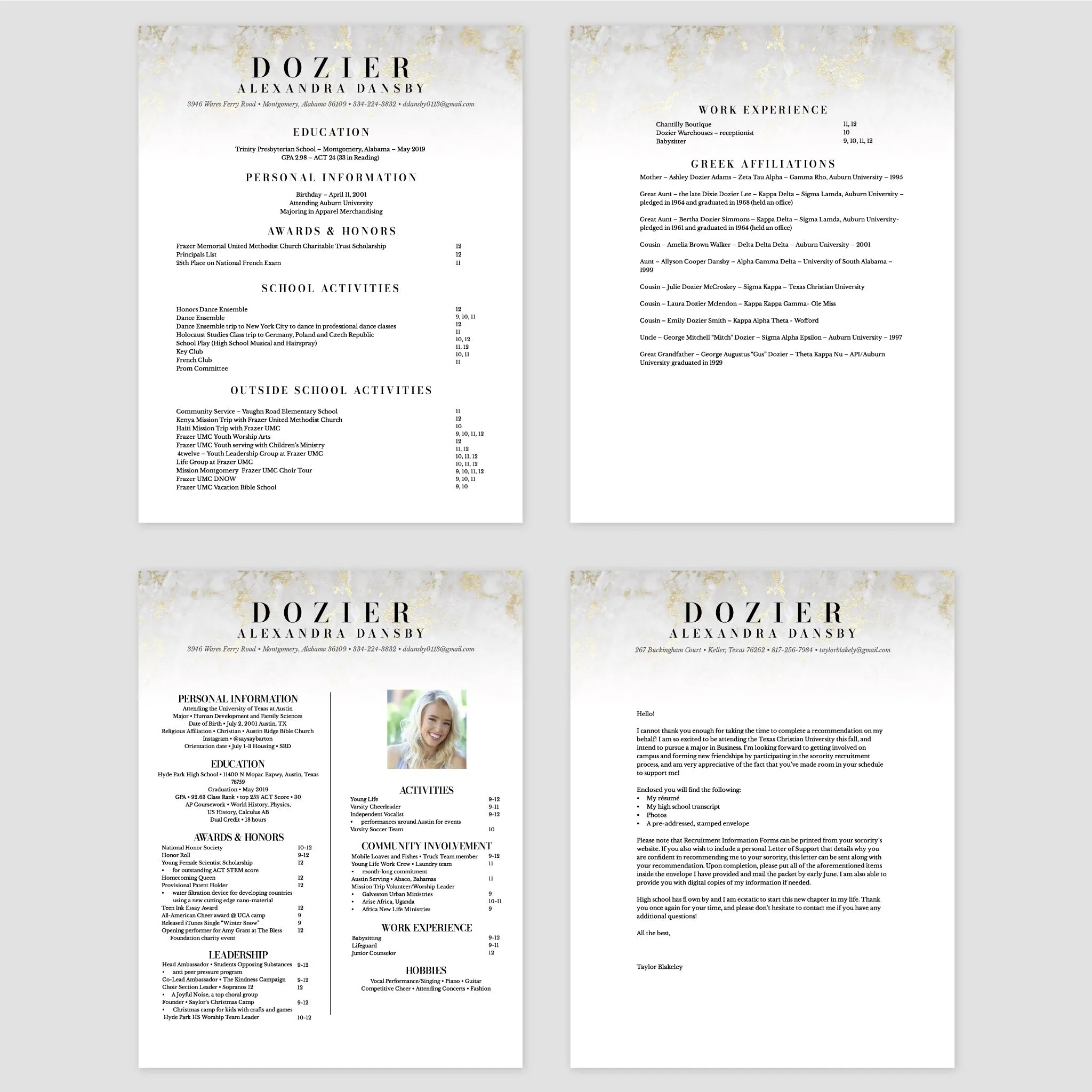 Golden Marble Editable Sorority Packet Template