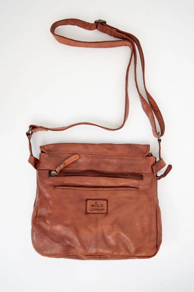 Handbag 098, Cognac, Leather