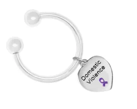 Heart Shaped Domestic Violence Awareness Keychains