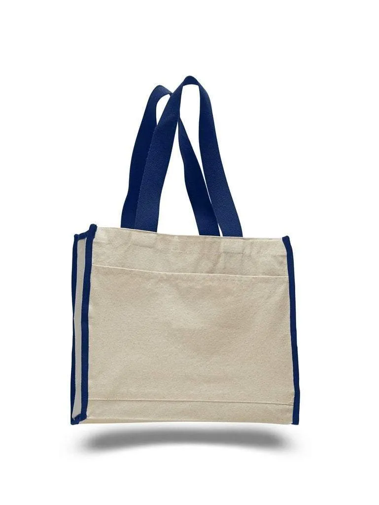 Heavy Canvas Tote Bag with Colored Trim