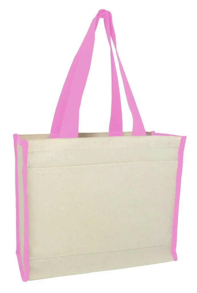 Heavy Canvas Tote Bag with Colored Trim