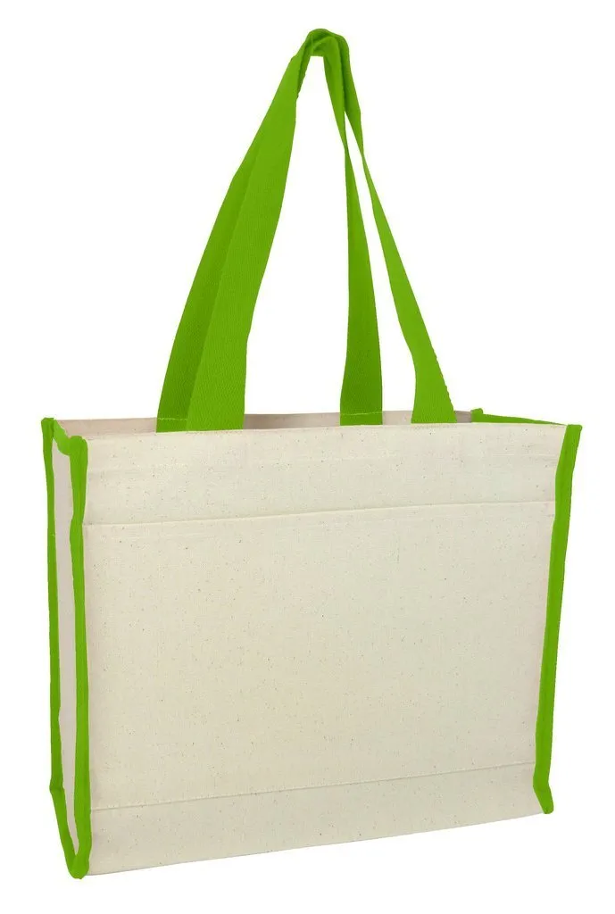 Heavy Canvas Tote Bag with Colored Trim