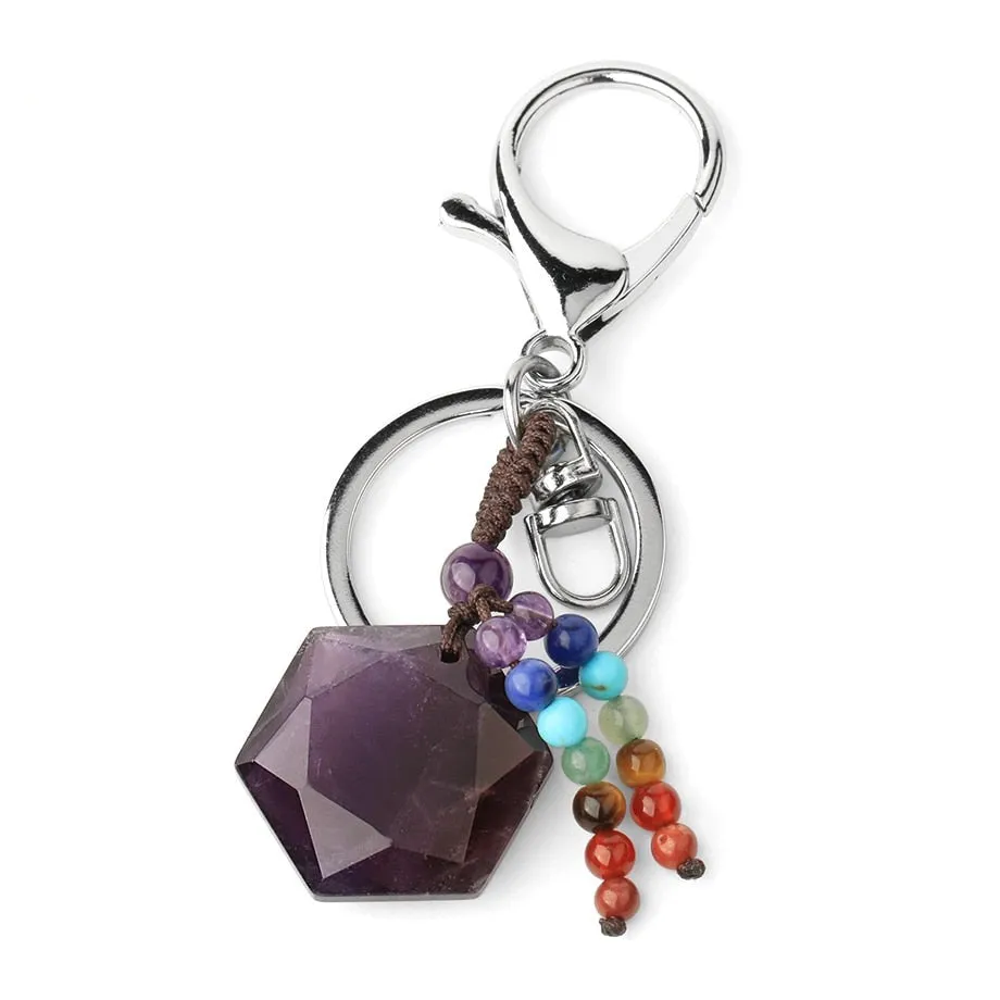 Hexagram Natural Stone Keychains