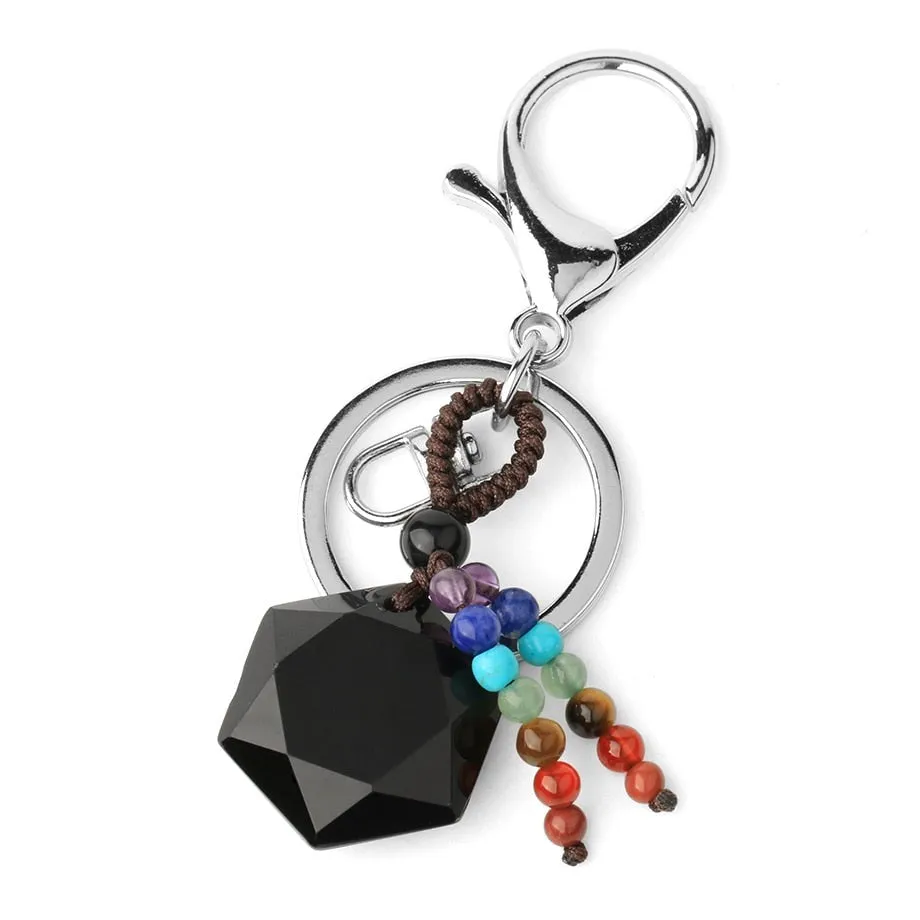 Hexagram Natural Stone Keychains